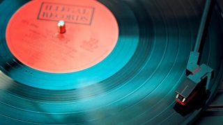 Vinyl Record Playing on Turntable