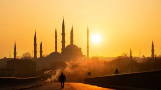 Sunset Silhouette of Selimiye Mosque in Edirne