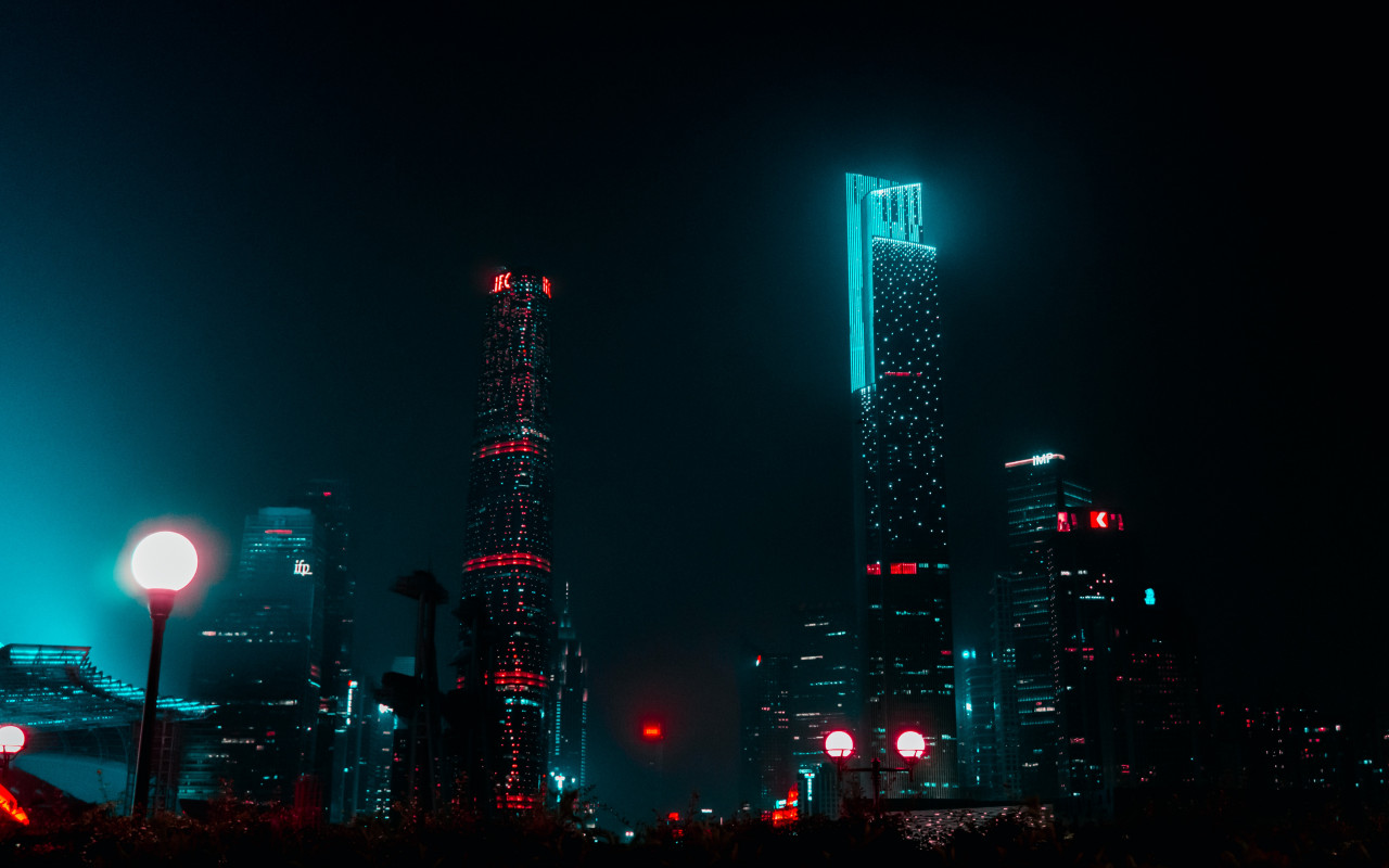 High-rise Buildings During Nighttime