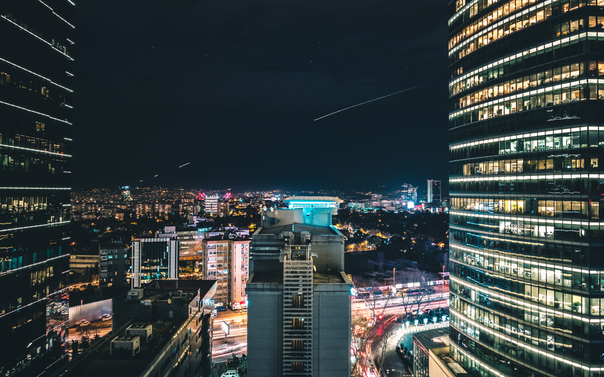 High Rise City Building during Night Time