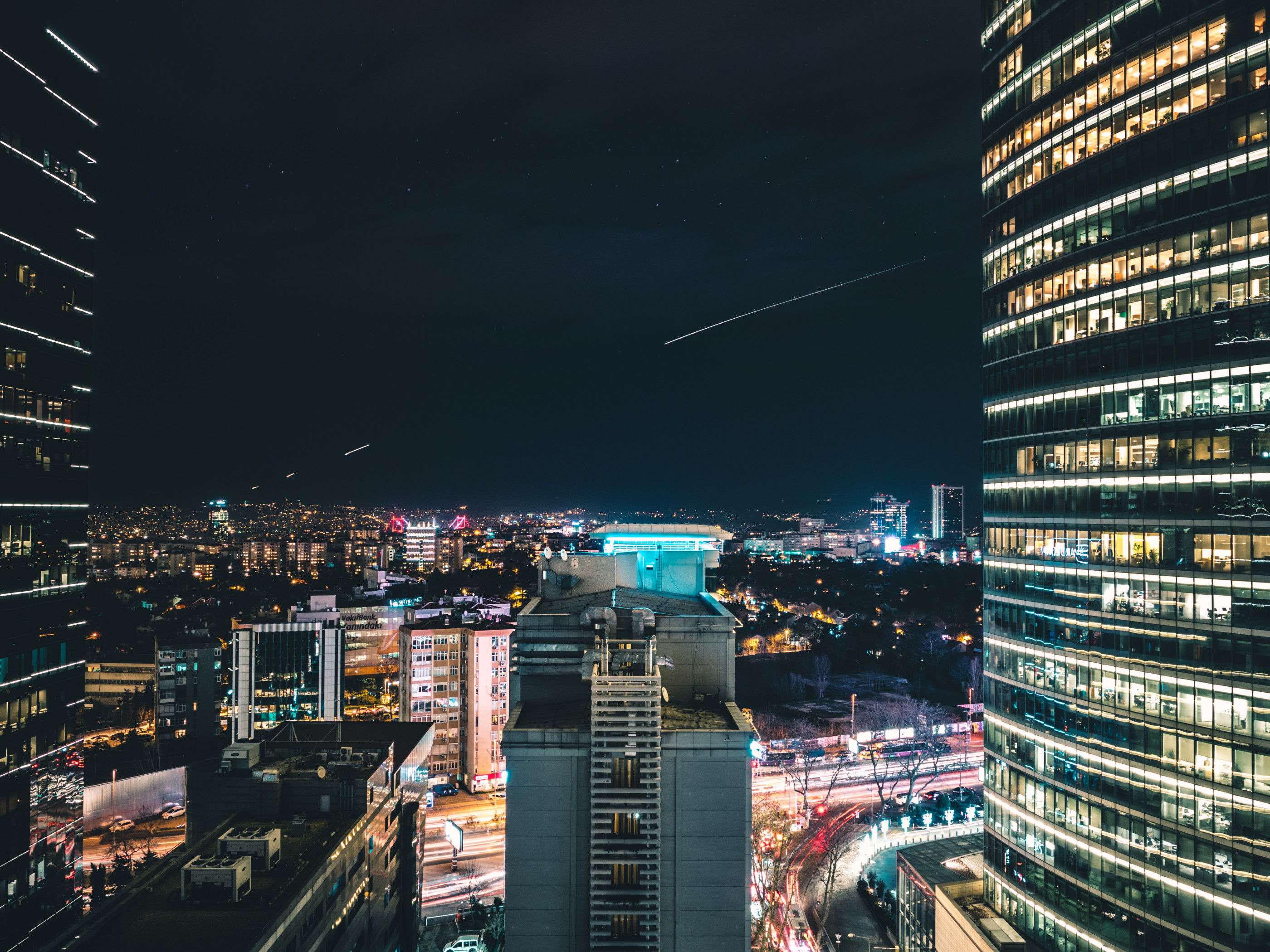 High Rise City Building during Night Time