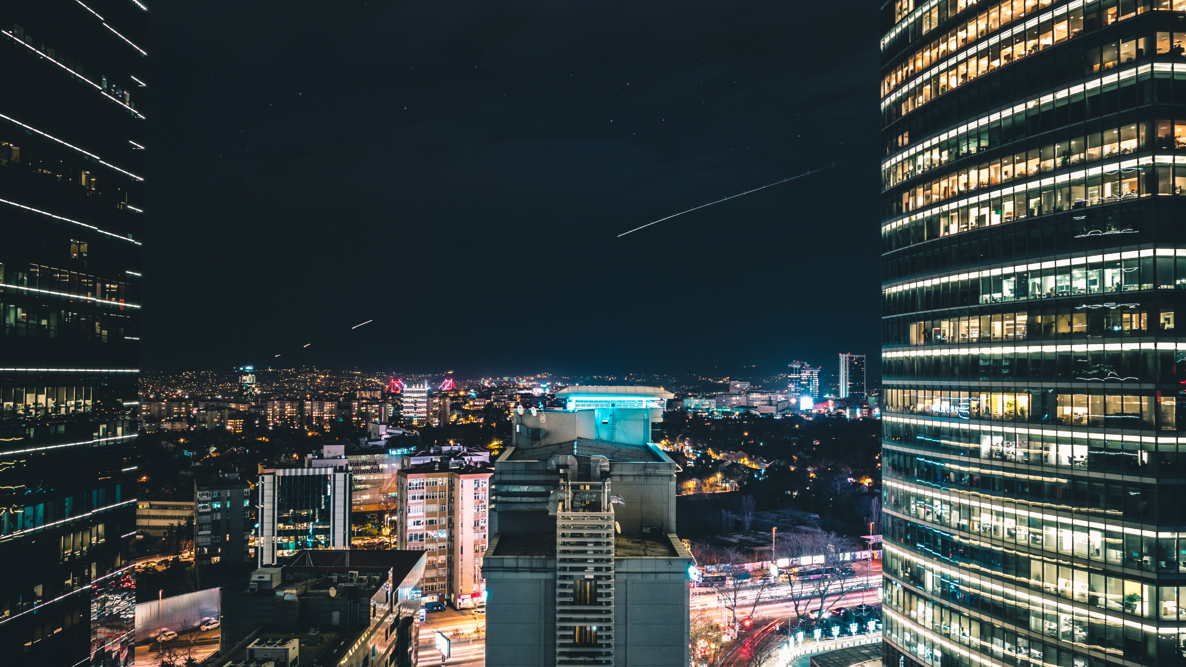 High Rise City Building during Night Time