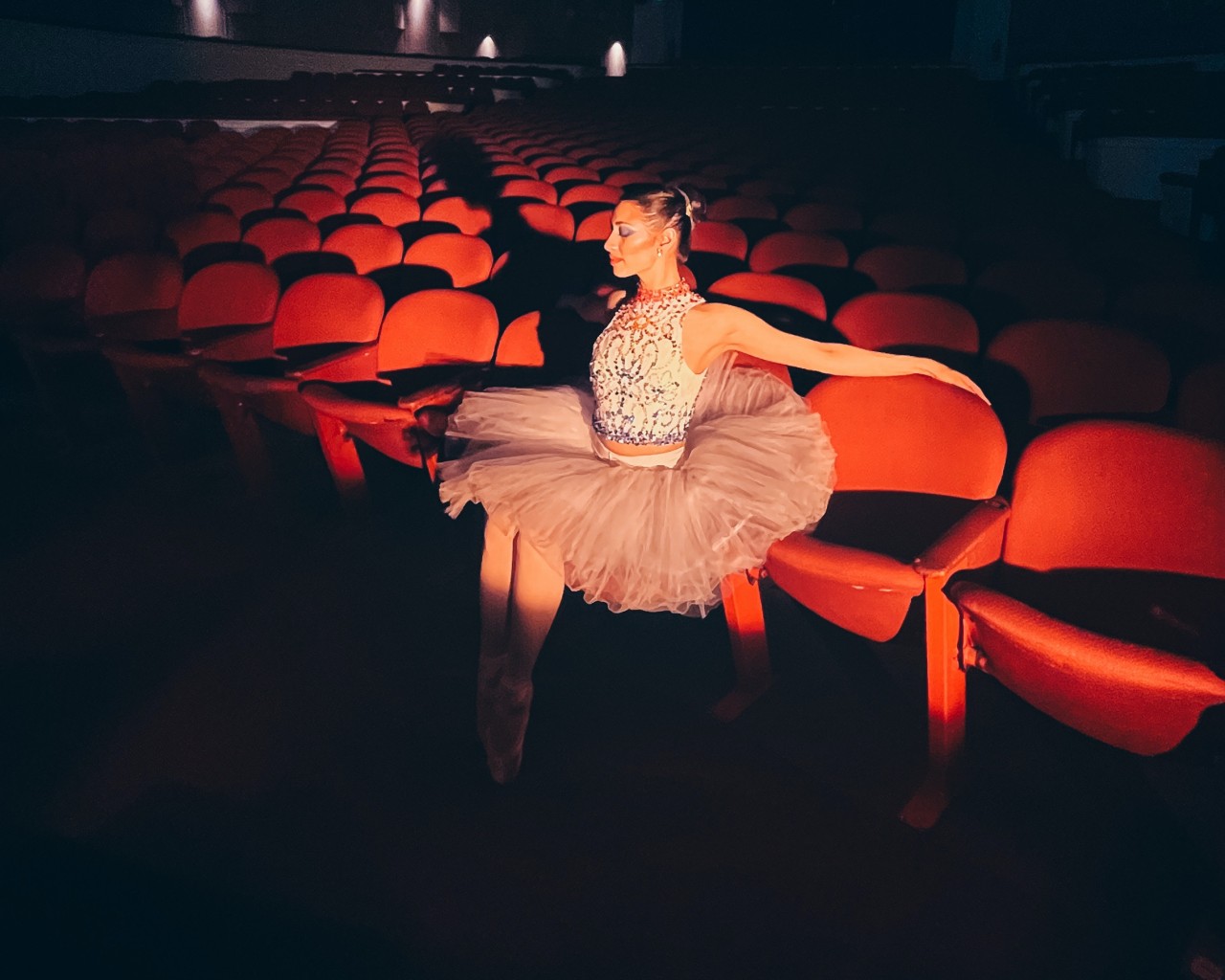 Woman in White Dress Sitting