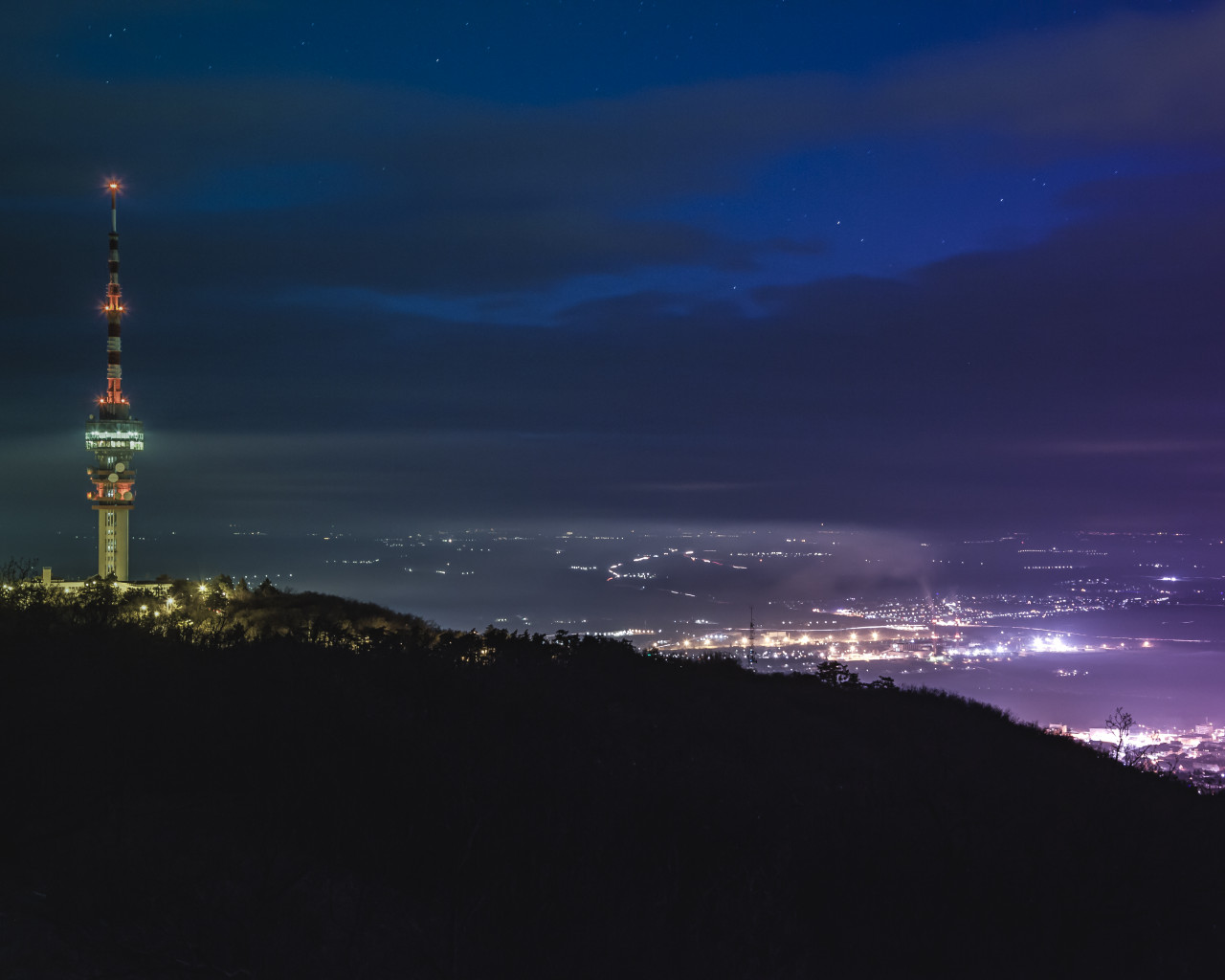 Aerial of Buildings during Nighttime