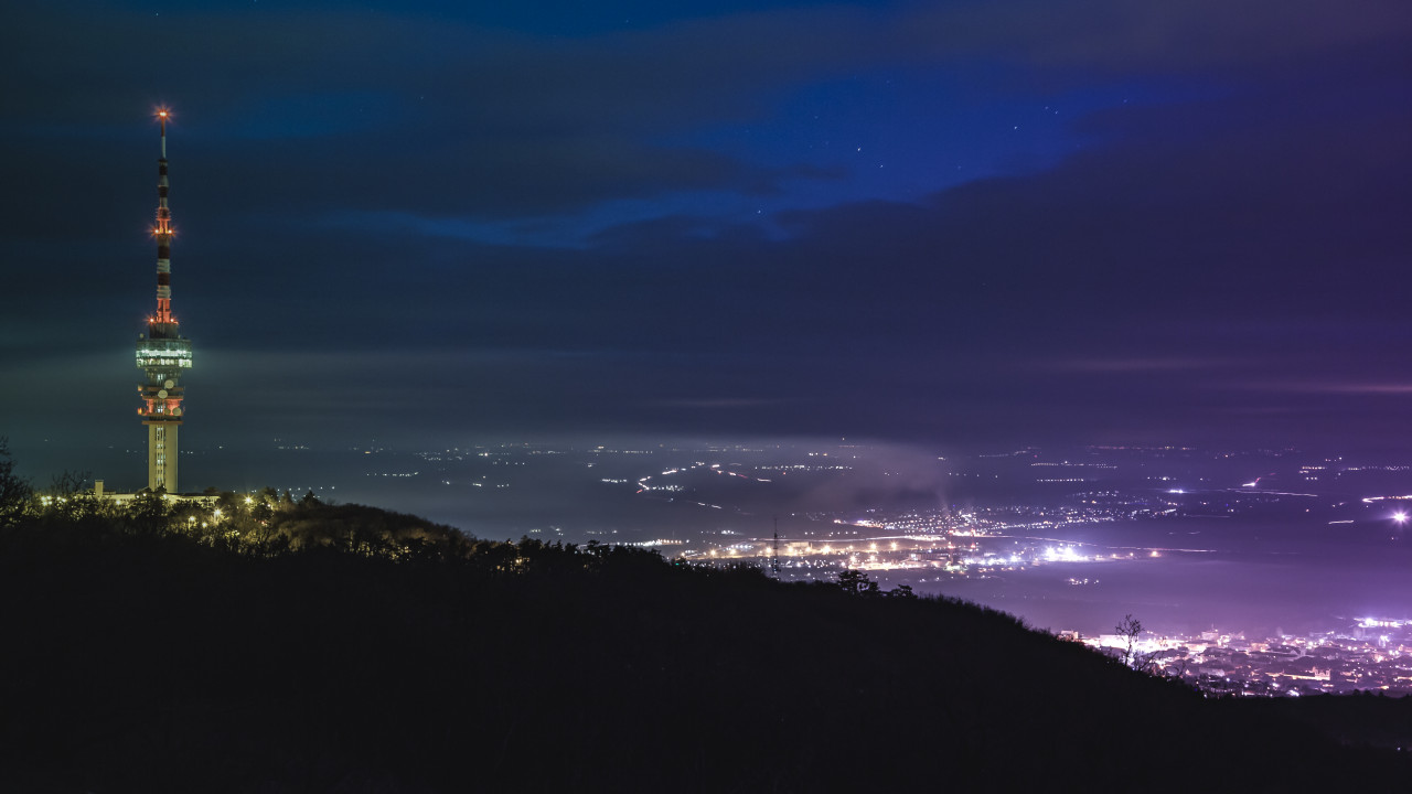 Aerial of Buildings during Nighttime