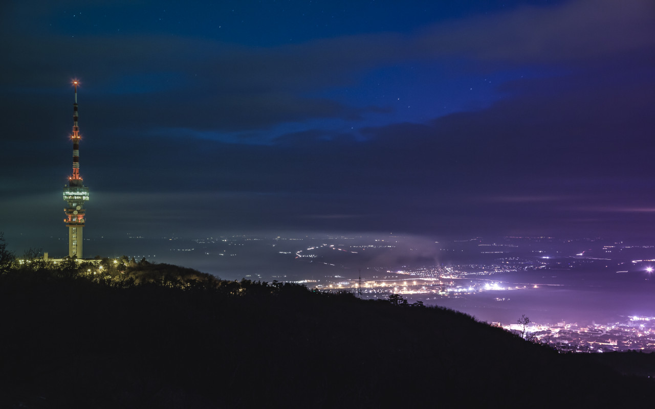 Aerial of Buildings during Nighttime