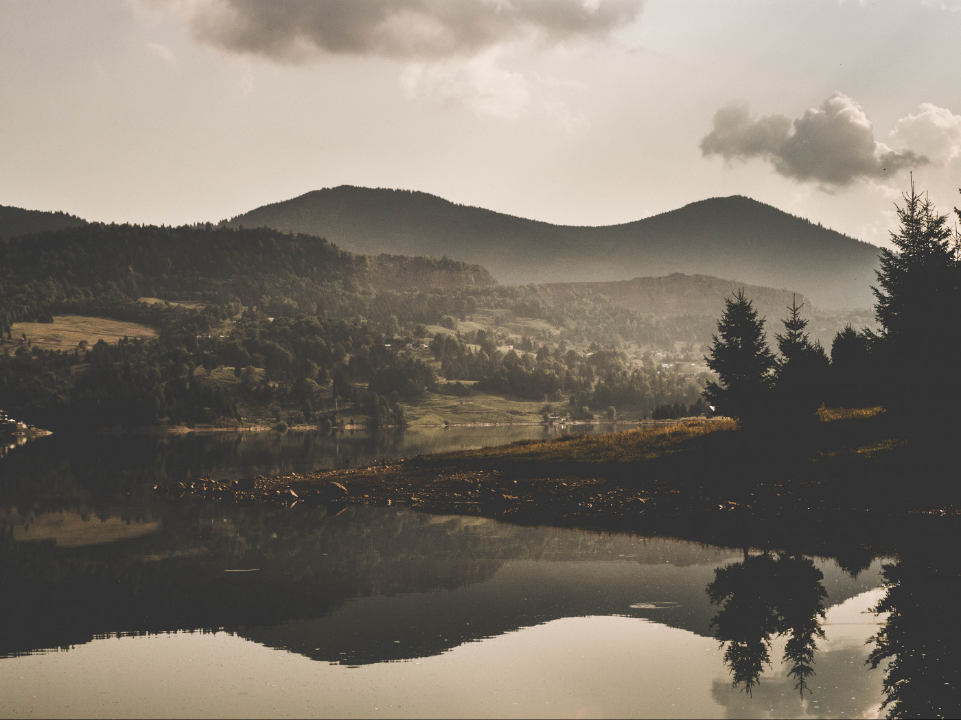 Body Of Water And Mountain