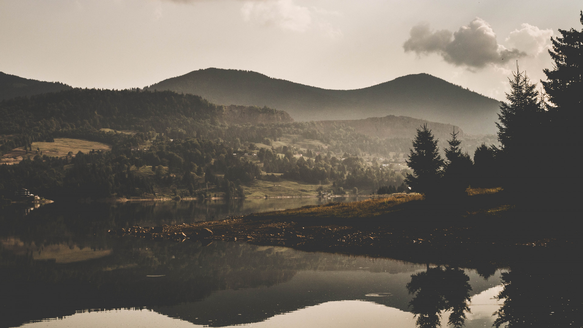 Body Of Water And Mountain