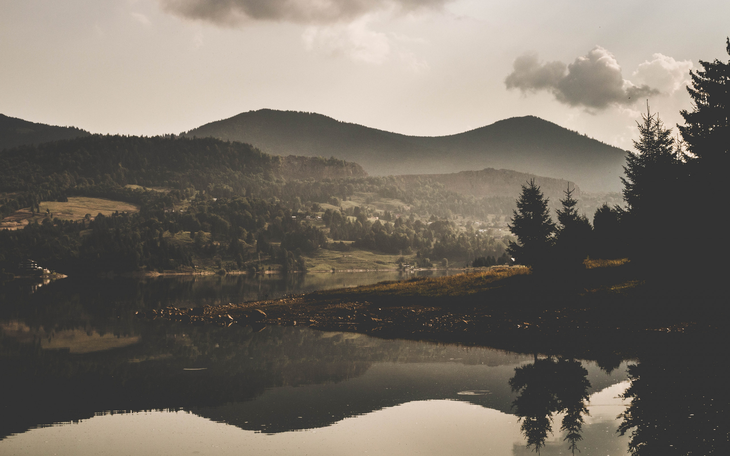 Body Of Water And Mountain