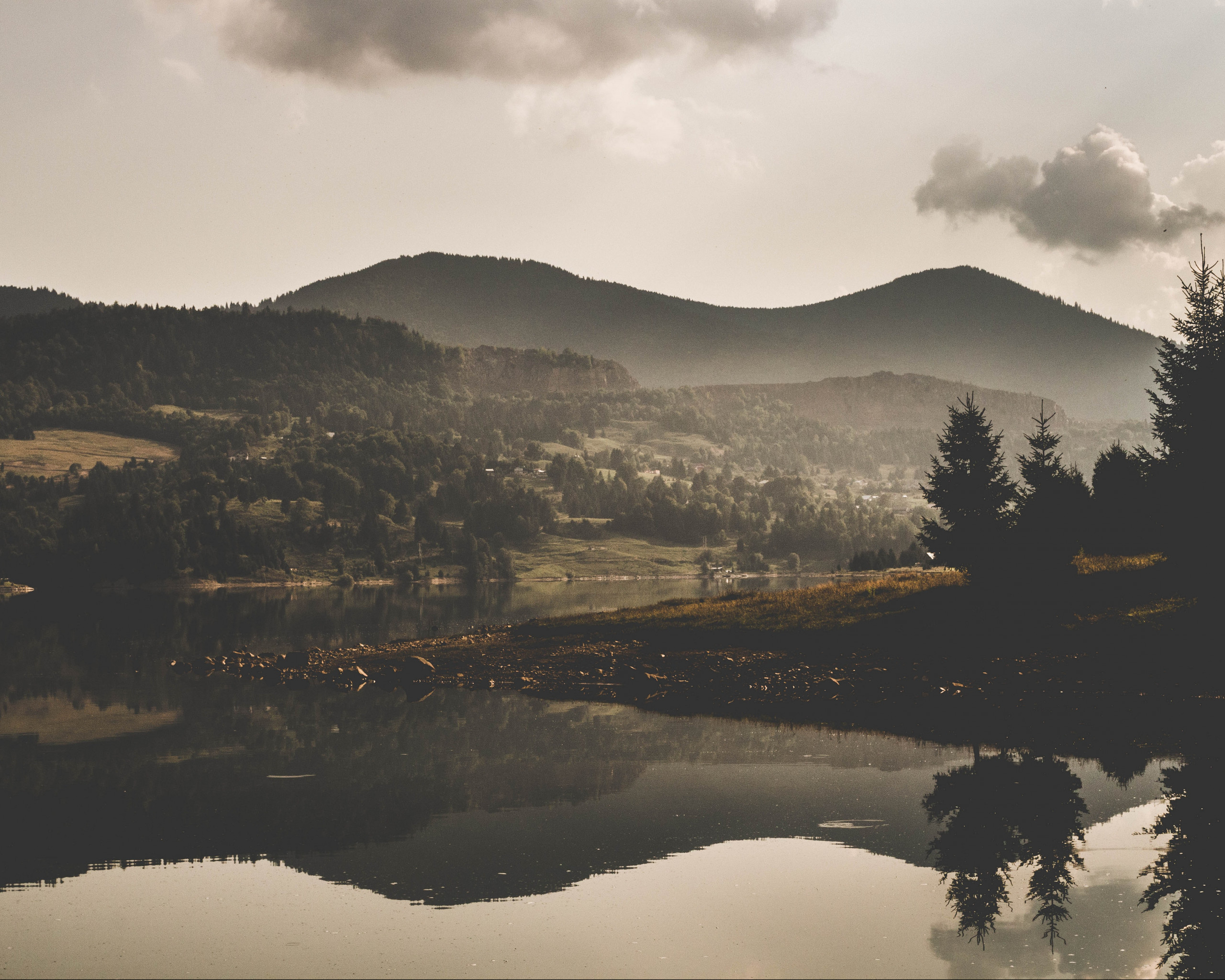 Body Of Water And Mountain