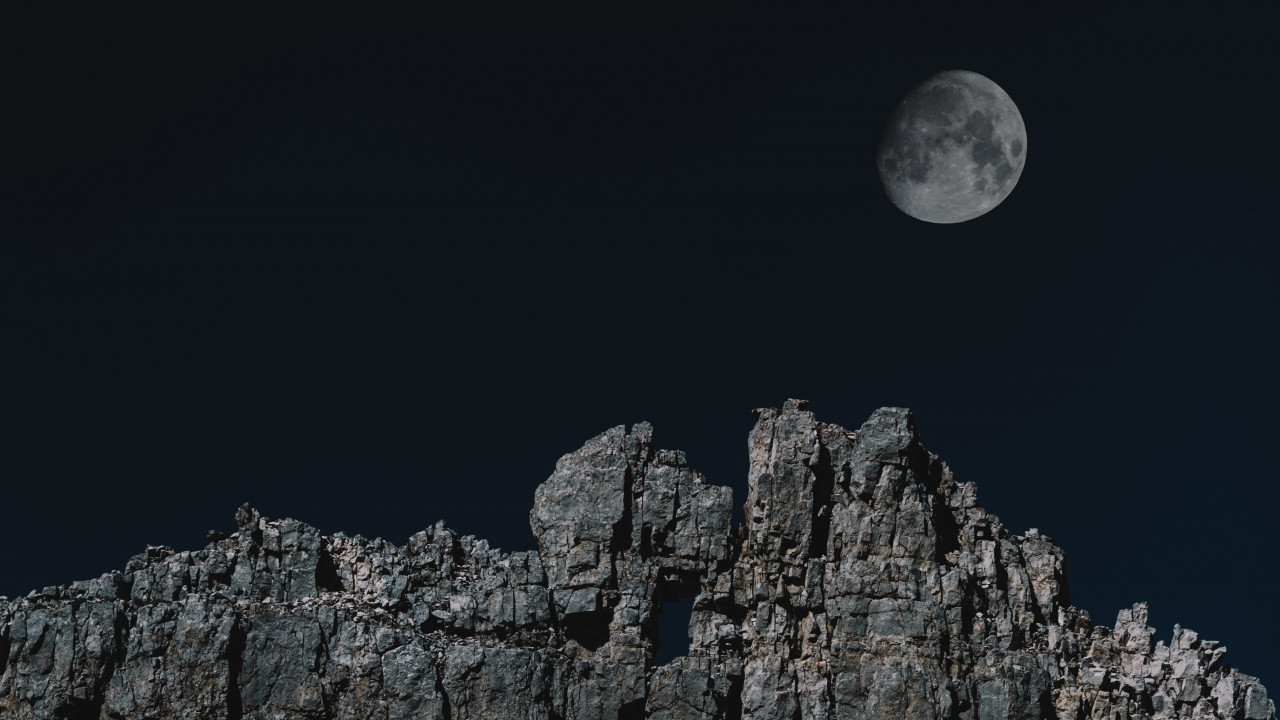 Mountain Rock and Moon