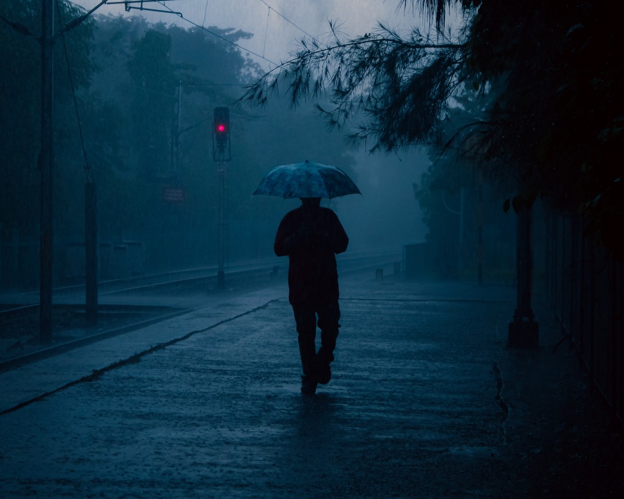 Man in rain