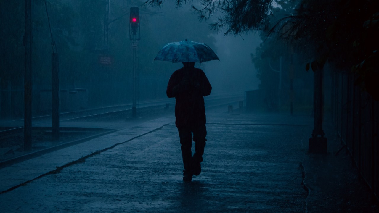 Man in rain
