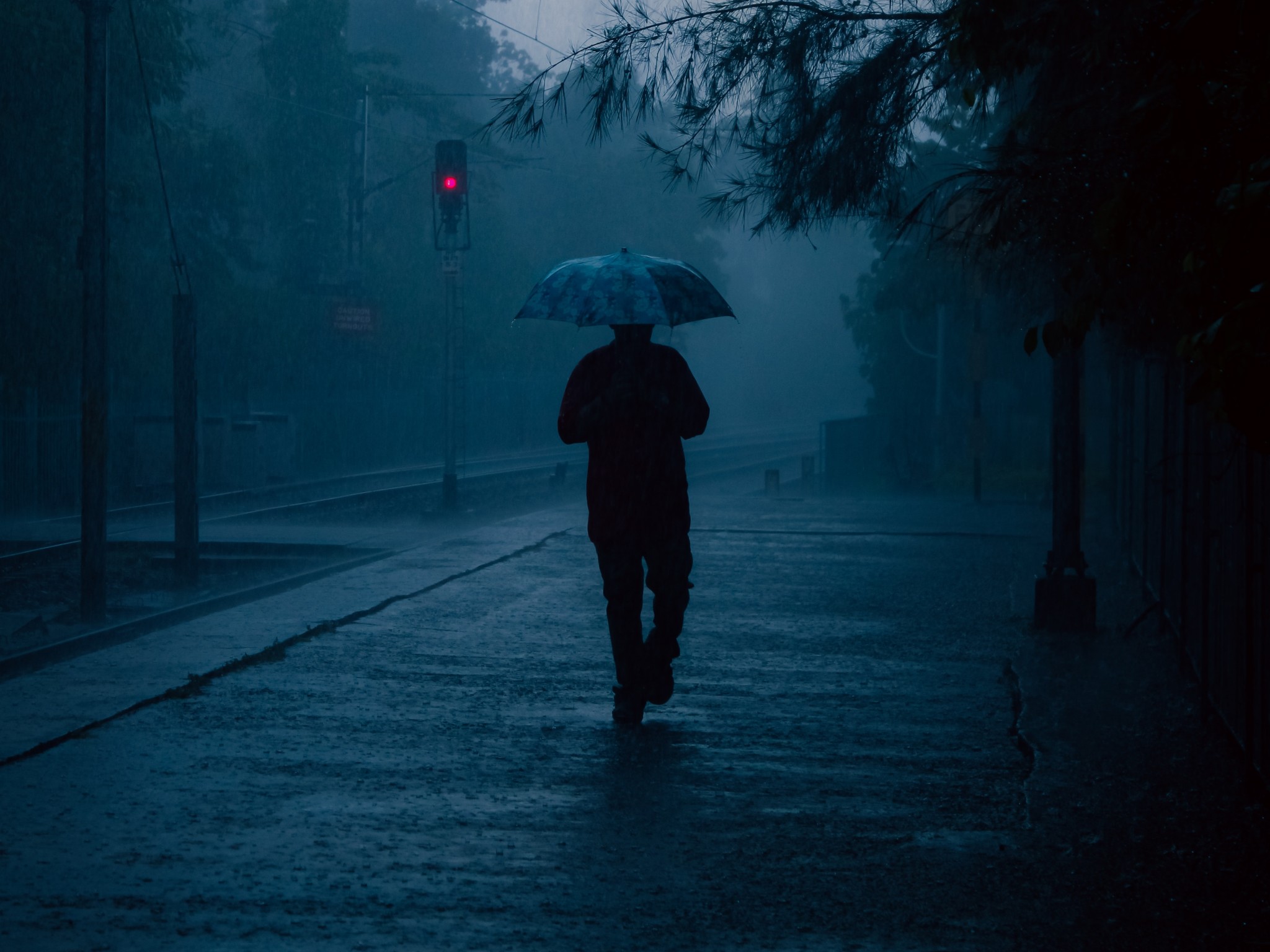Man in rain