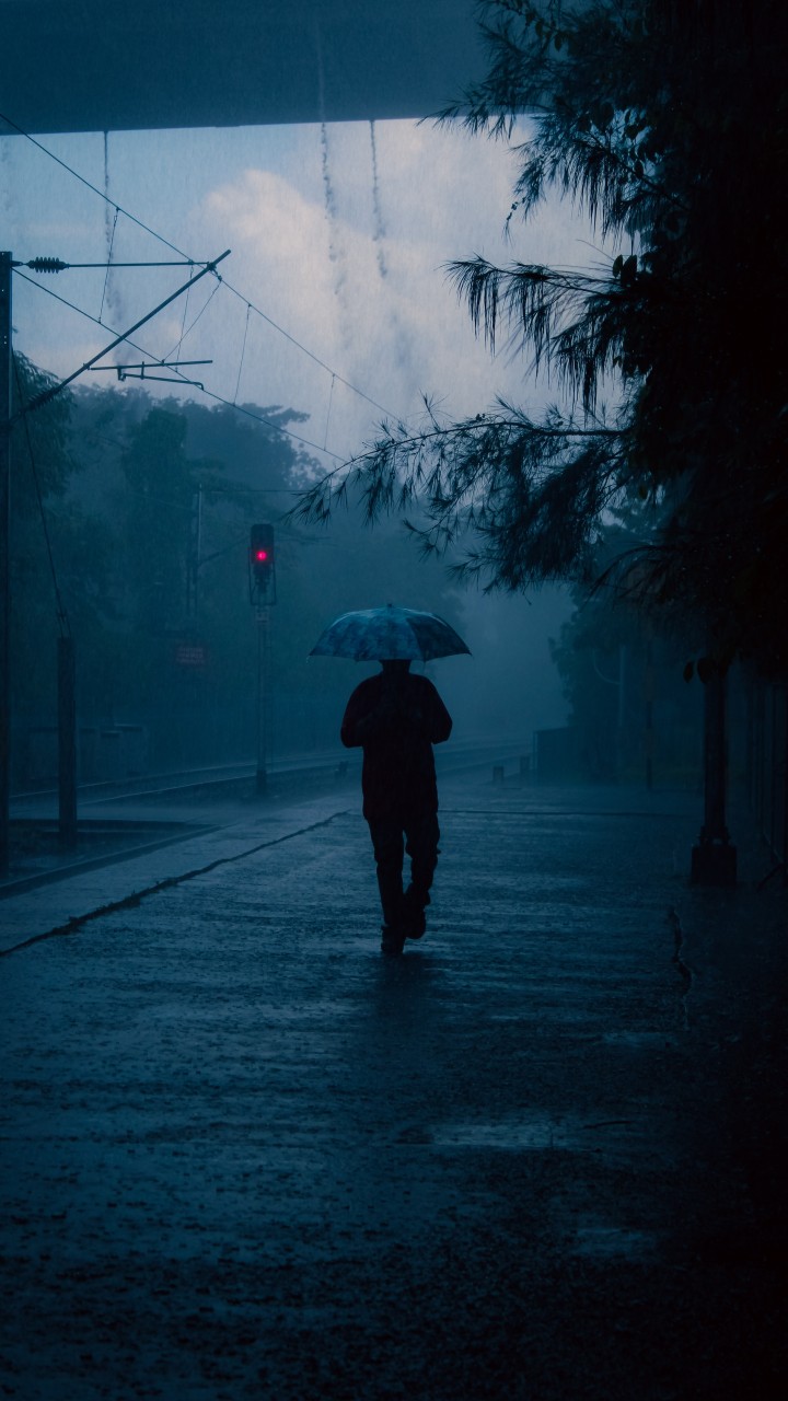 Man in rain