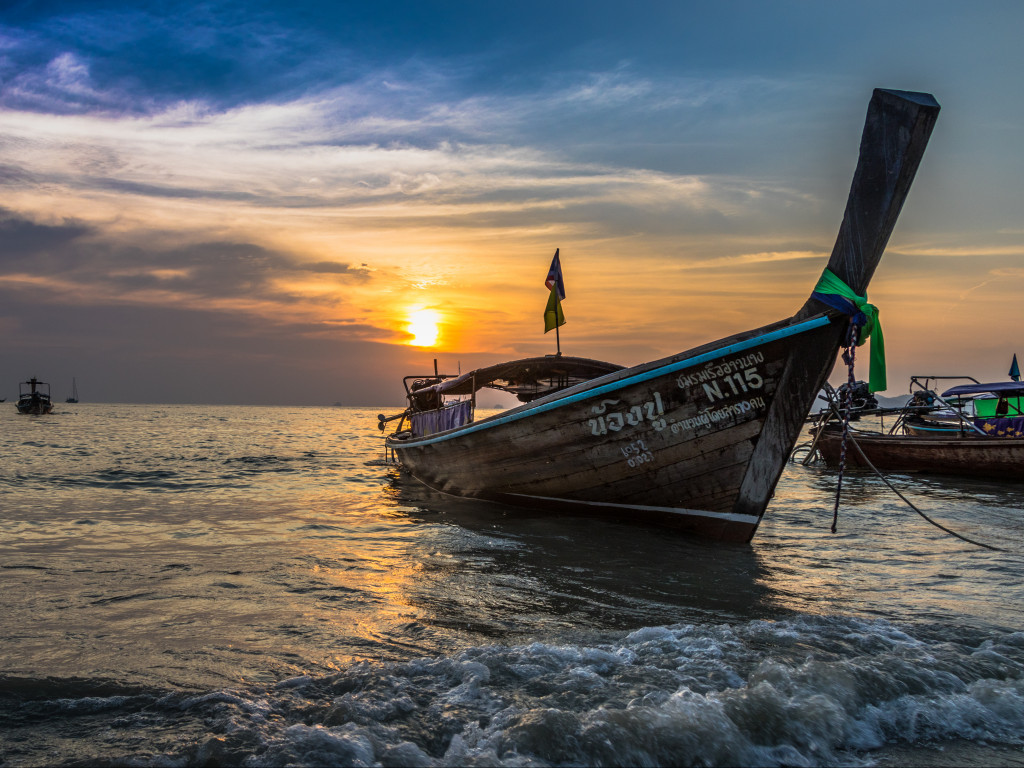 Brown Boat at Sea 