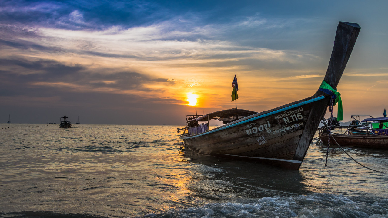 Brown Boat at Sea 