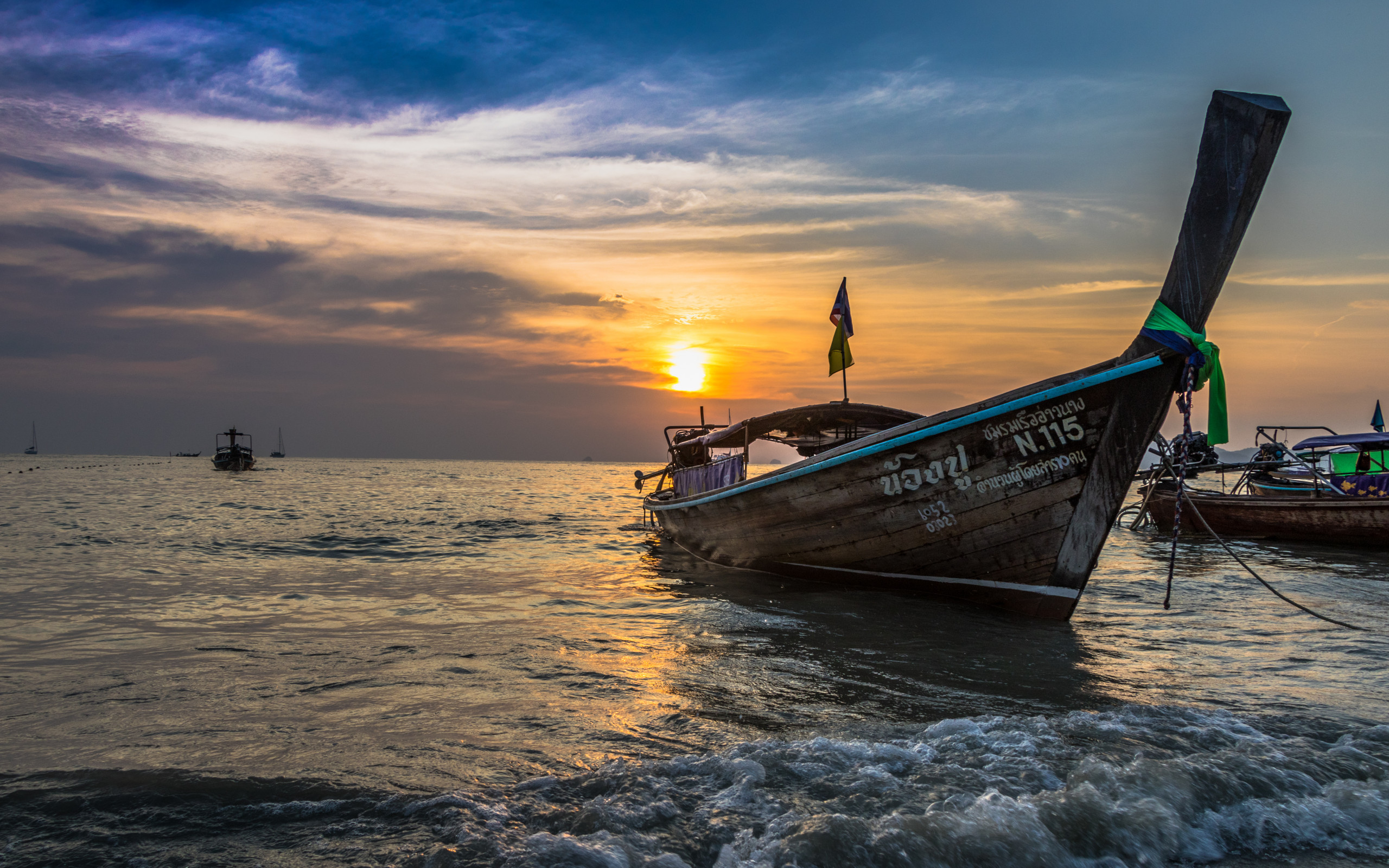 Brown Boat at Sea 