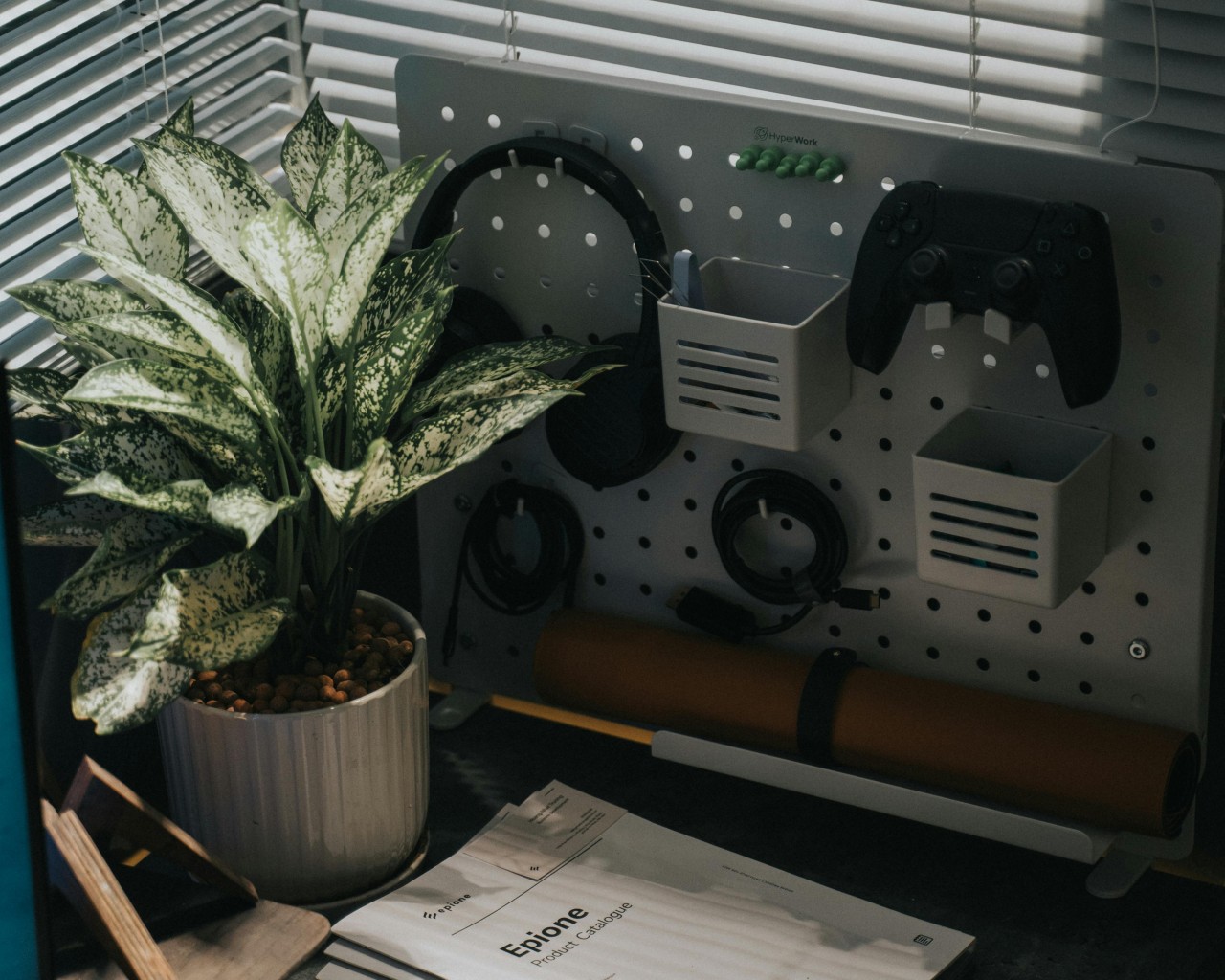 Desk with Computer Accessories
