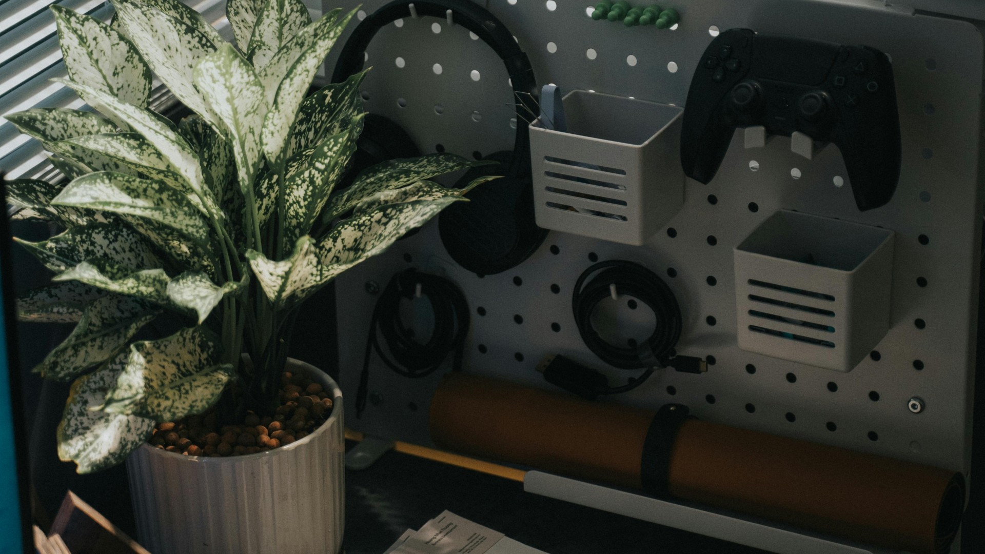 Desk with Computer Accessories