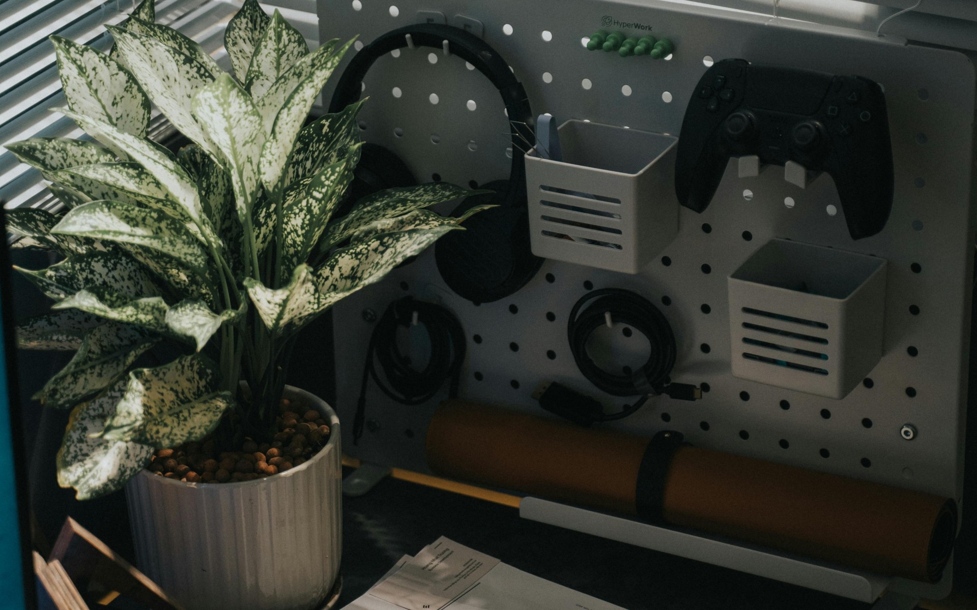 Desk with Computer Accessories