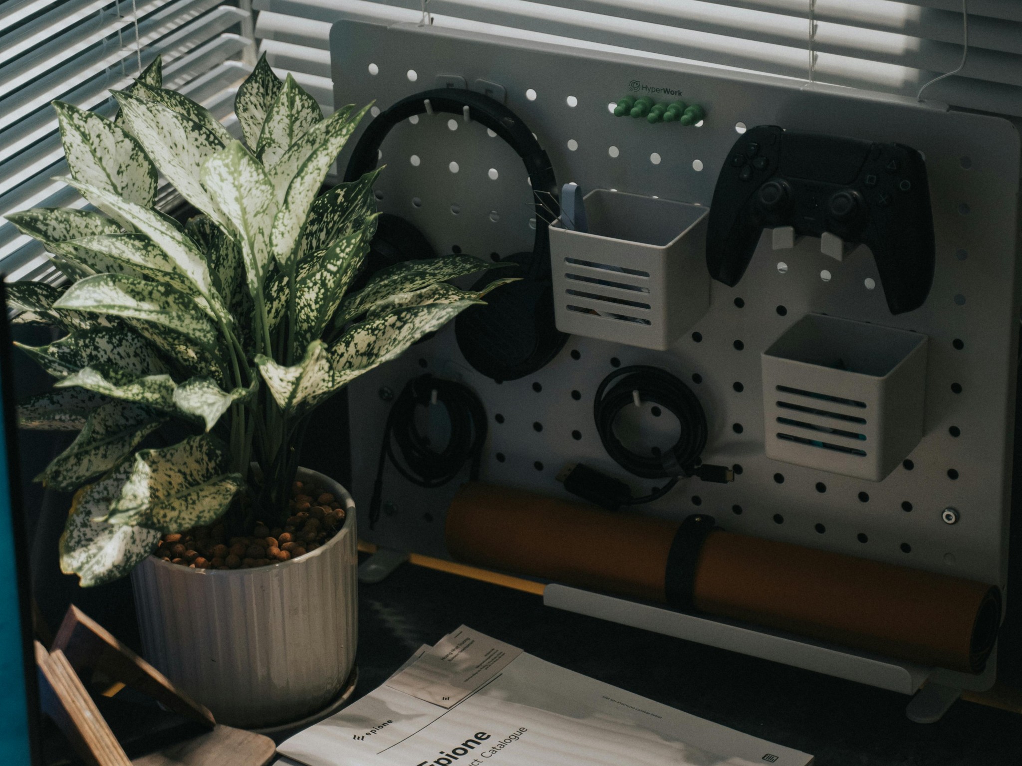 Desk with Computer Accessories