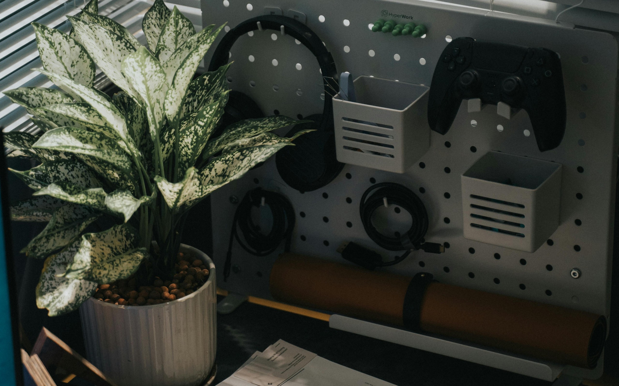 Desk with Computer Accessories