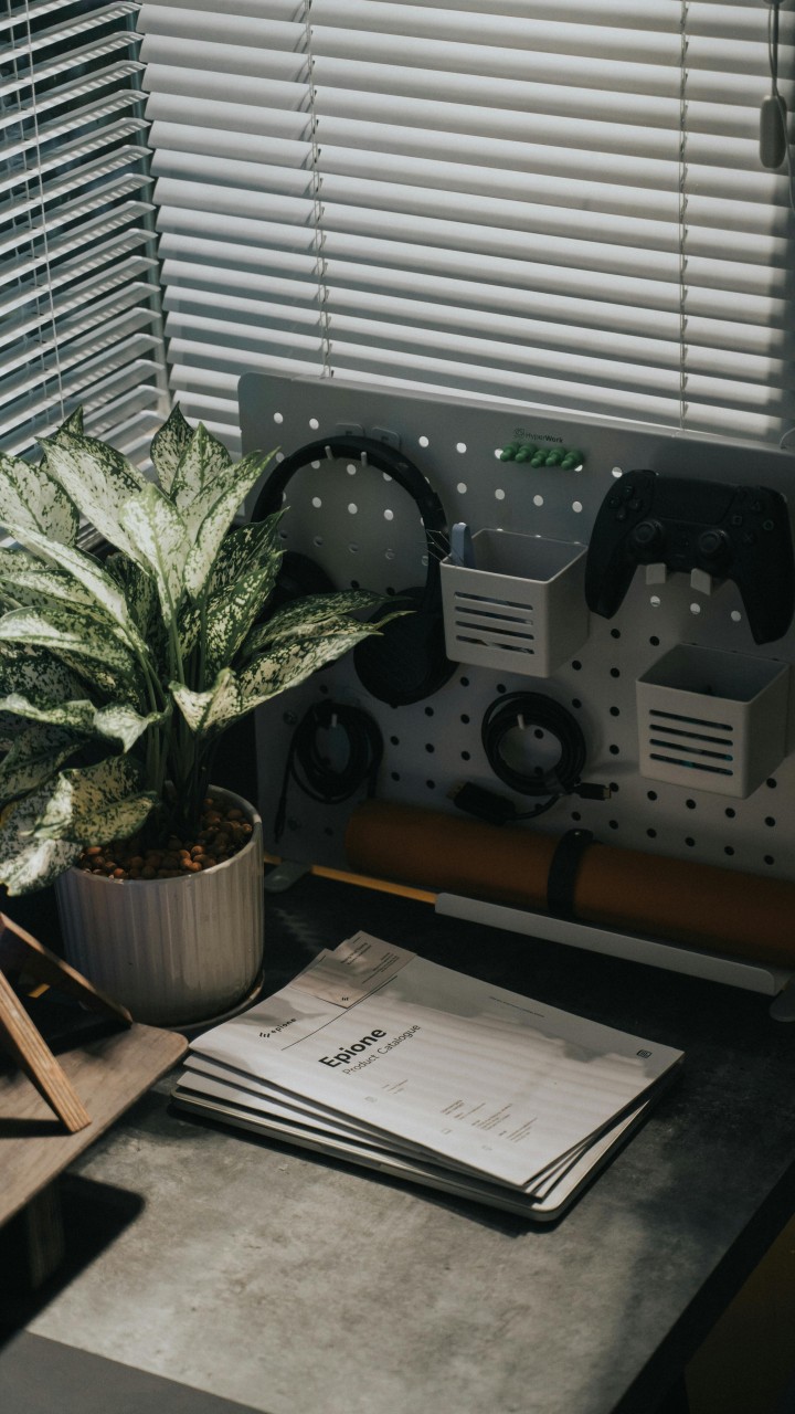 Desk with Computer Accessories