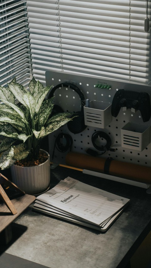 Desk with Computer Accessories
