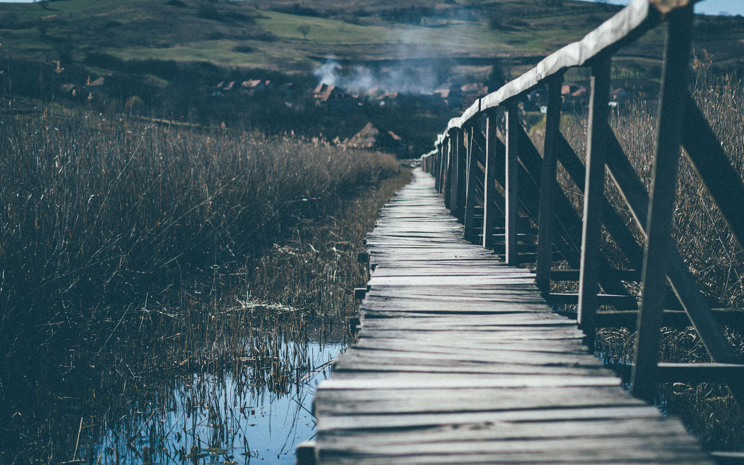 Wooden Bridge Going Up the Mountain
