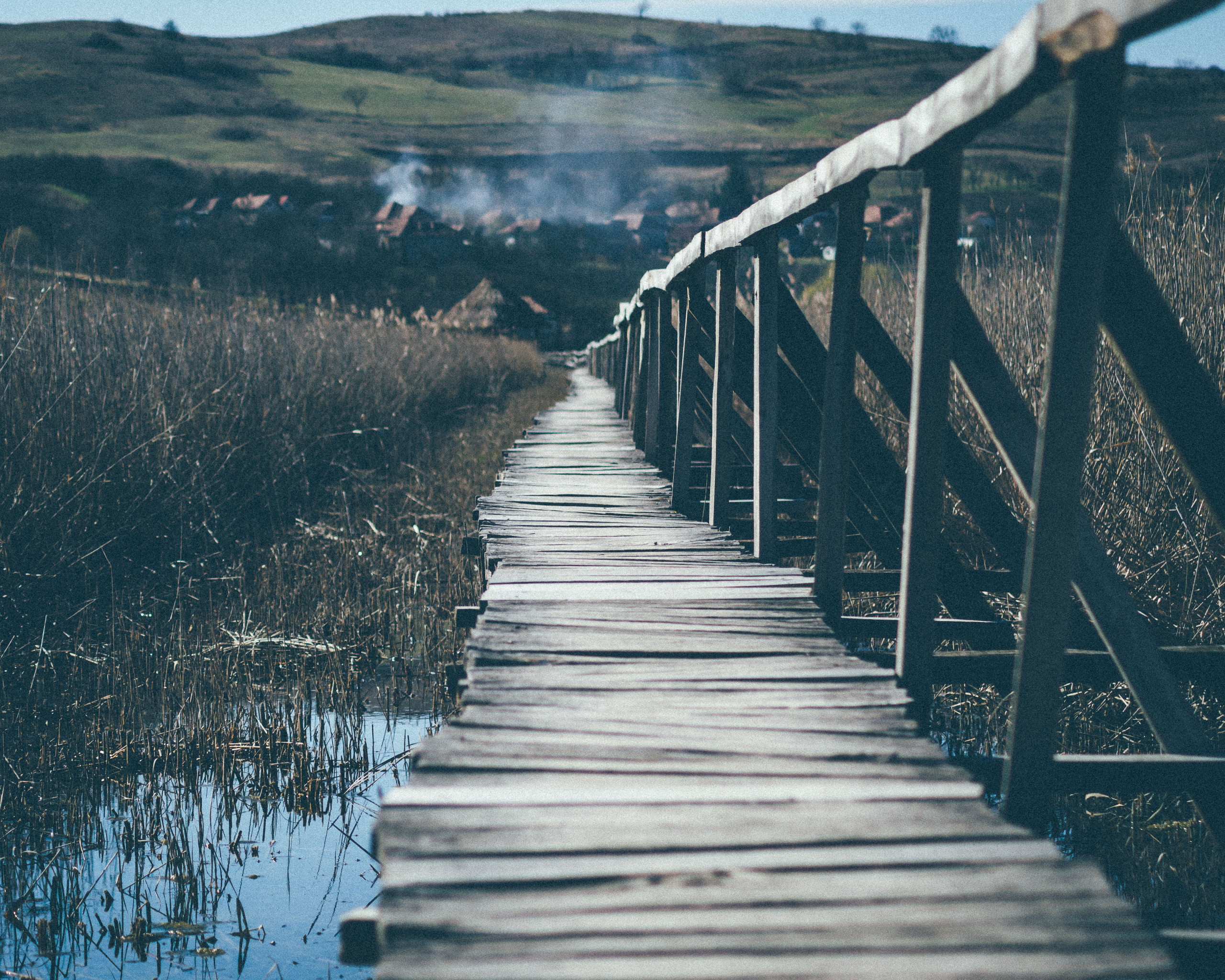 Wooden Bridge Going Up the Mountain