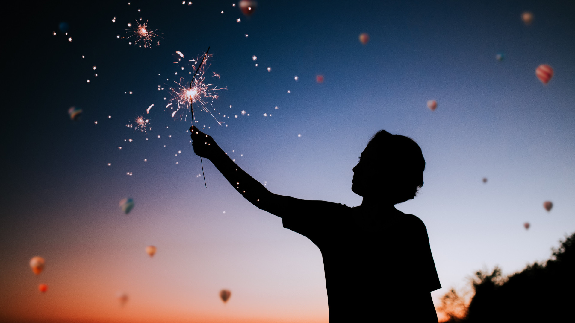 sparkler silhouette