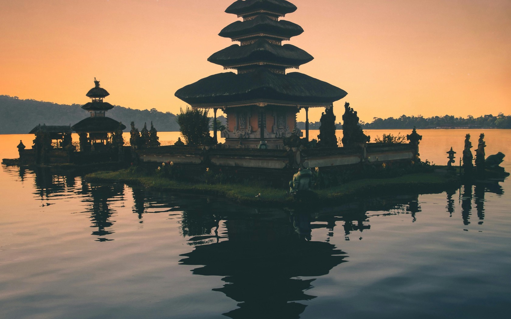 Brown Pagoda Near Body of Water