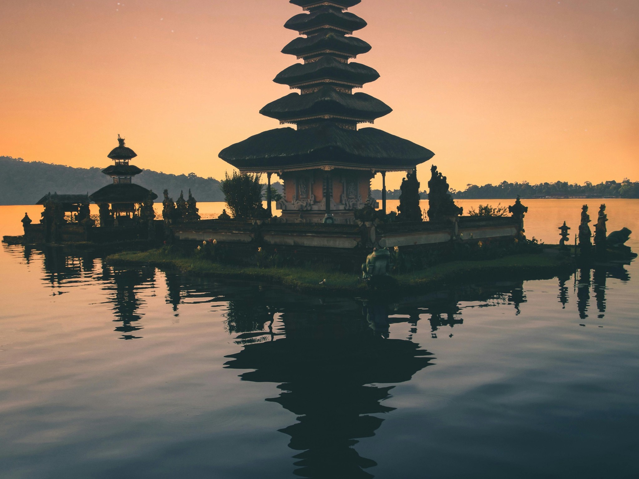 Brown Pagoda Near Body of Water