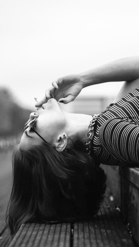 Woman Laying on Stairway
