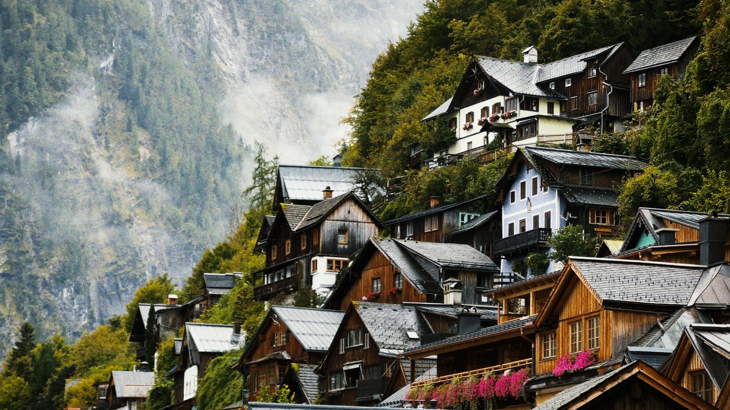 Charming Mountain Village in Autumn Landscape