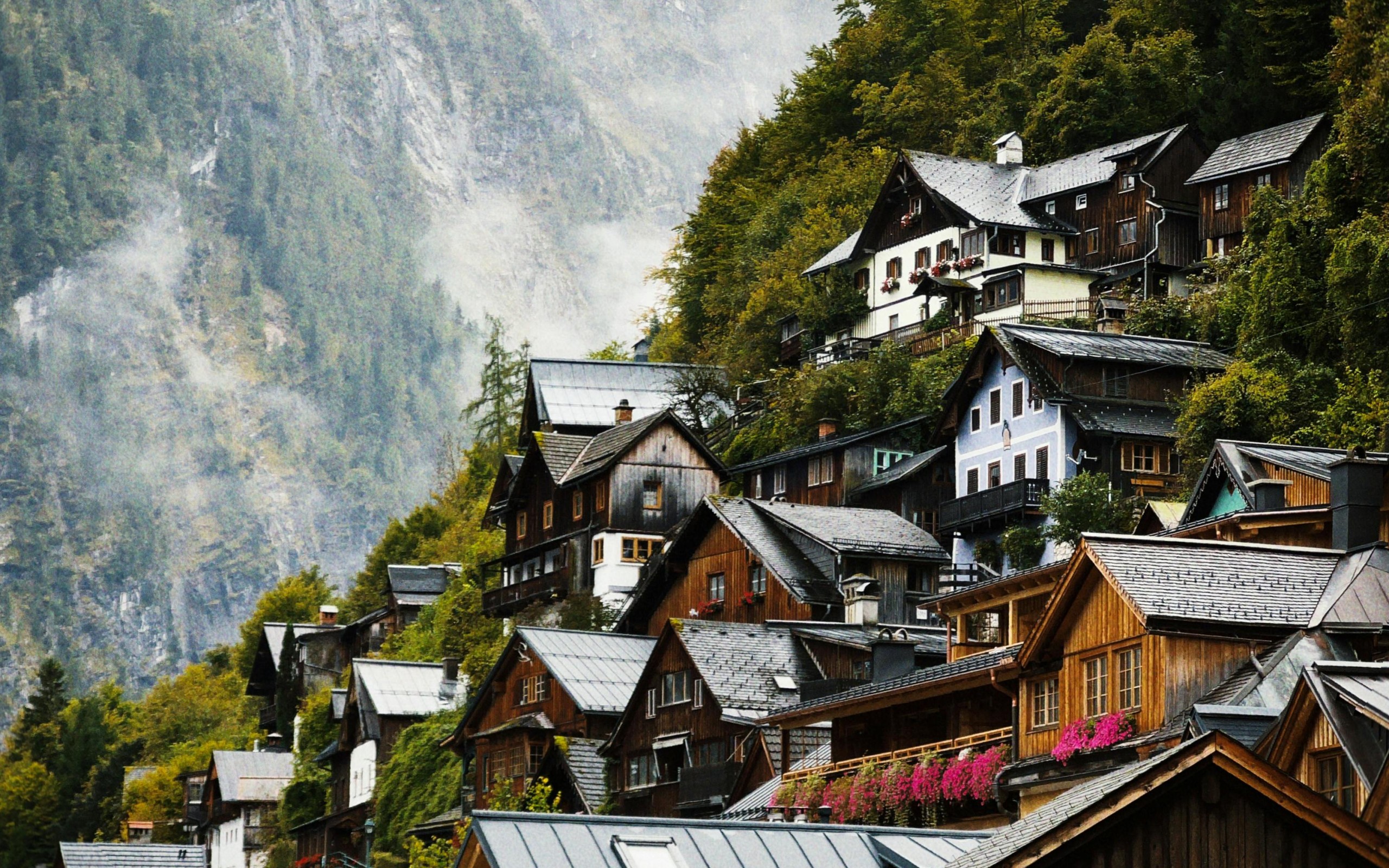 Charming Mountain Village in Autumn Landscape