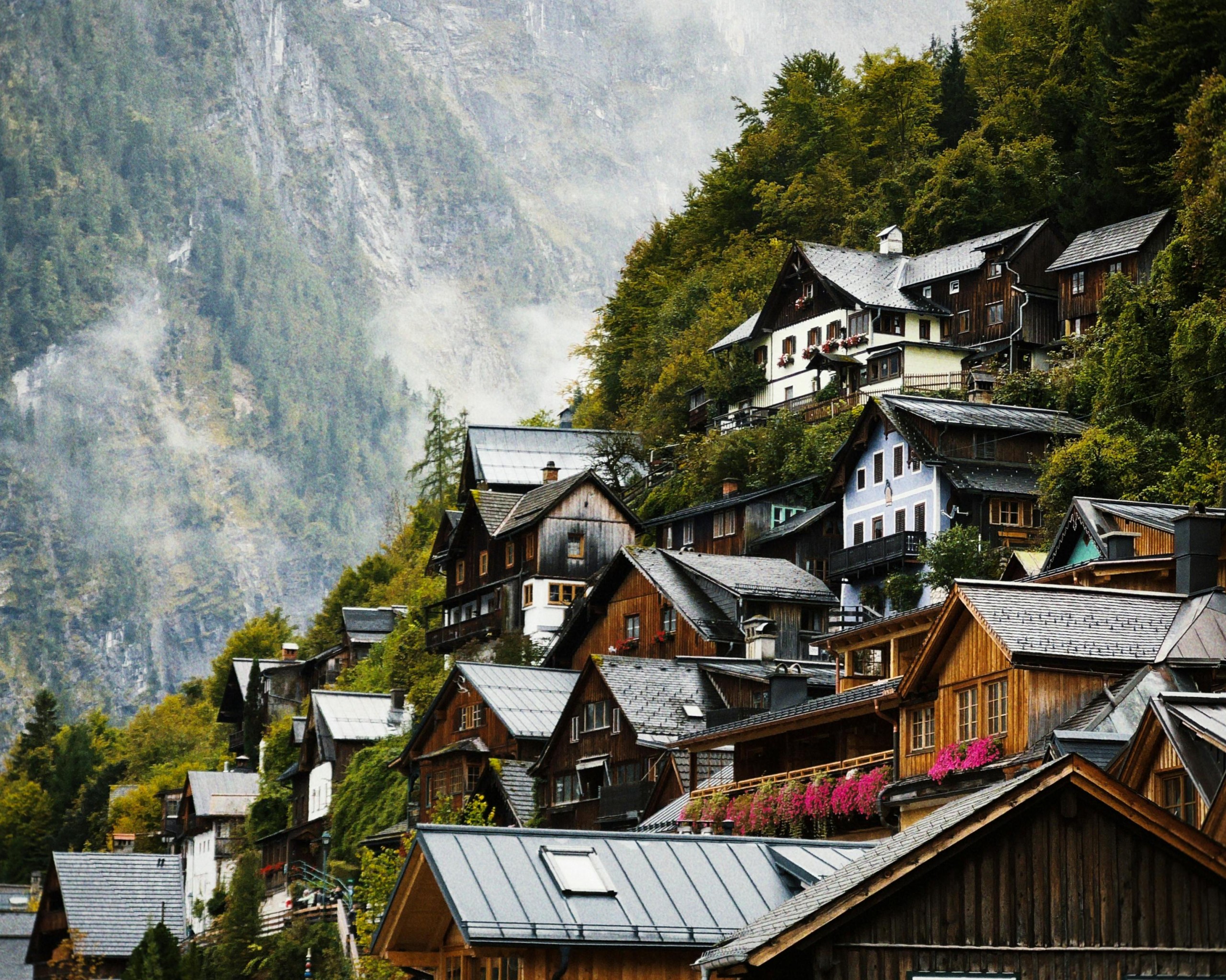 Charming Mountain Village in Autumn Landscape