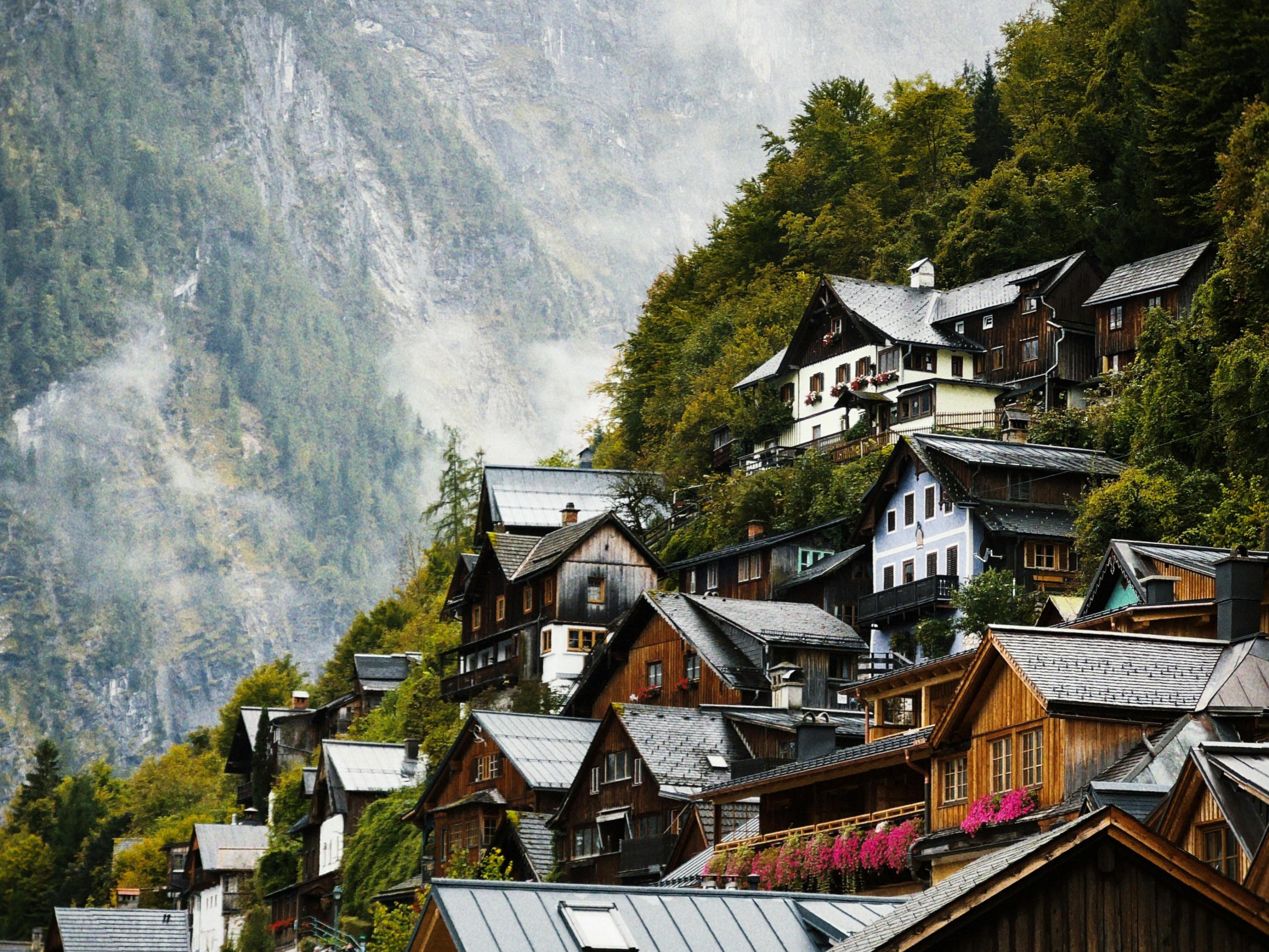 Charming Mountain Village in Autumn Landscape