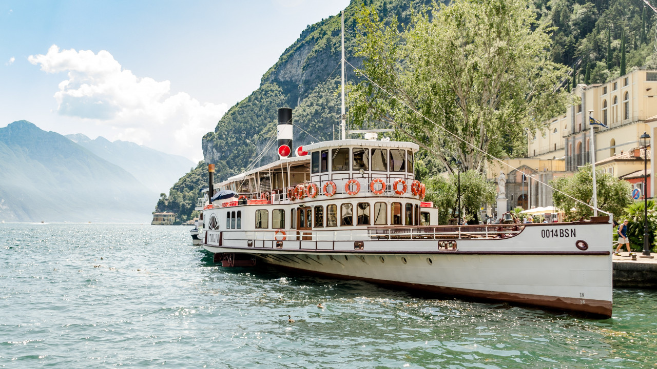 White Ship Beside Mountain
