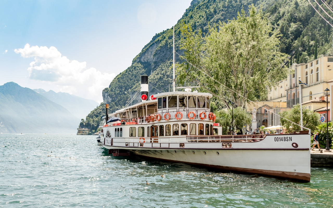 White Ship Beside Mountain