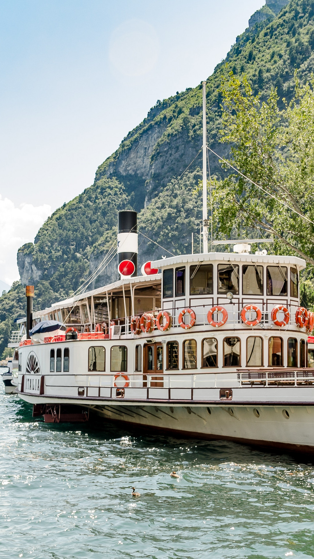 White Ship Beside Mountain