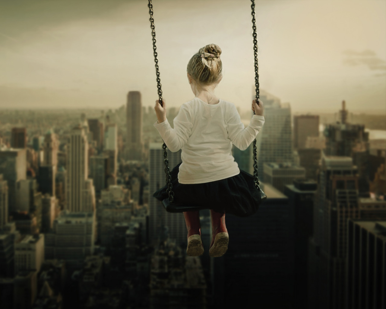 Swing Over Cityscape