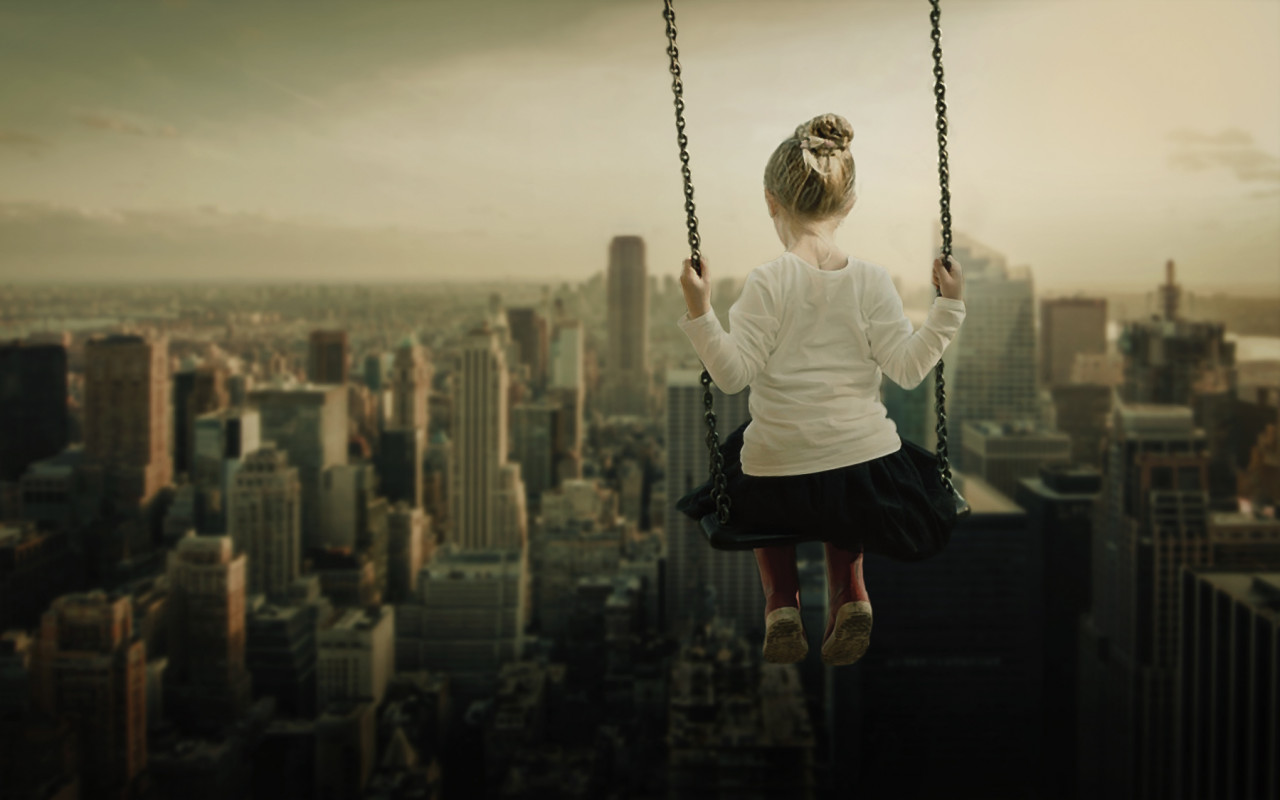 Swing Over Cityscape