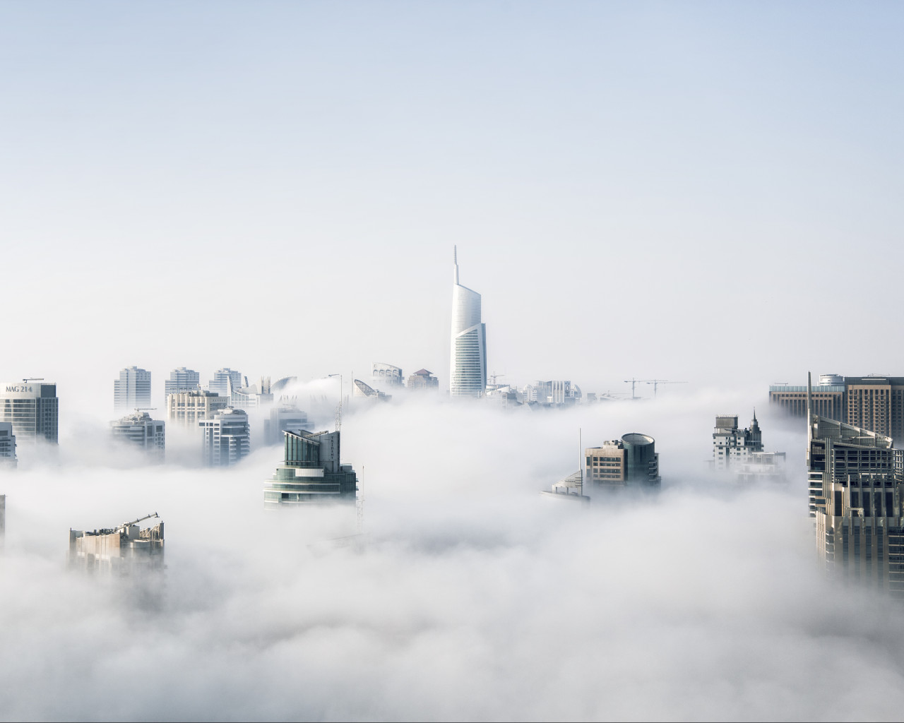 City in clouds