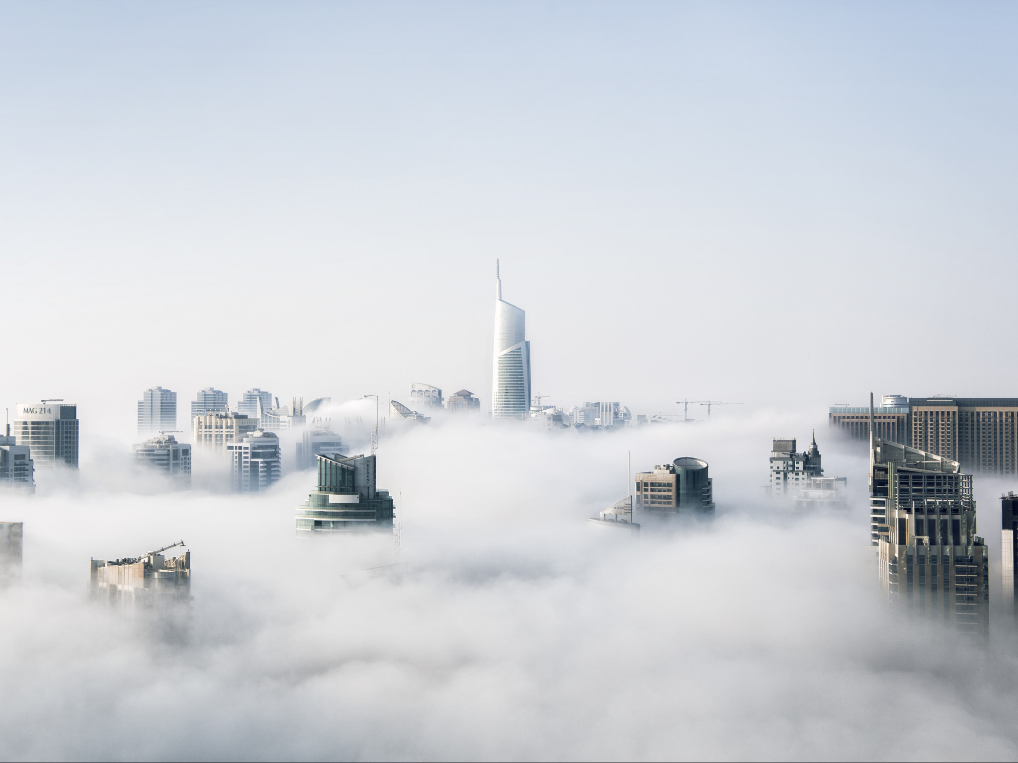 City in clouds