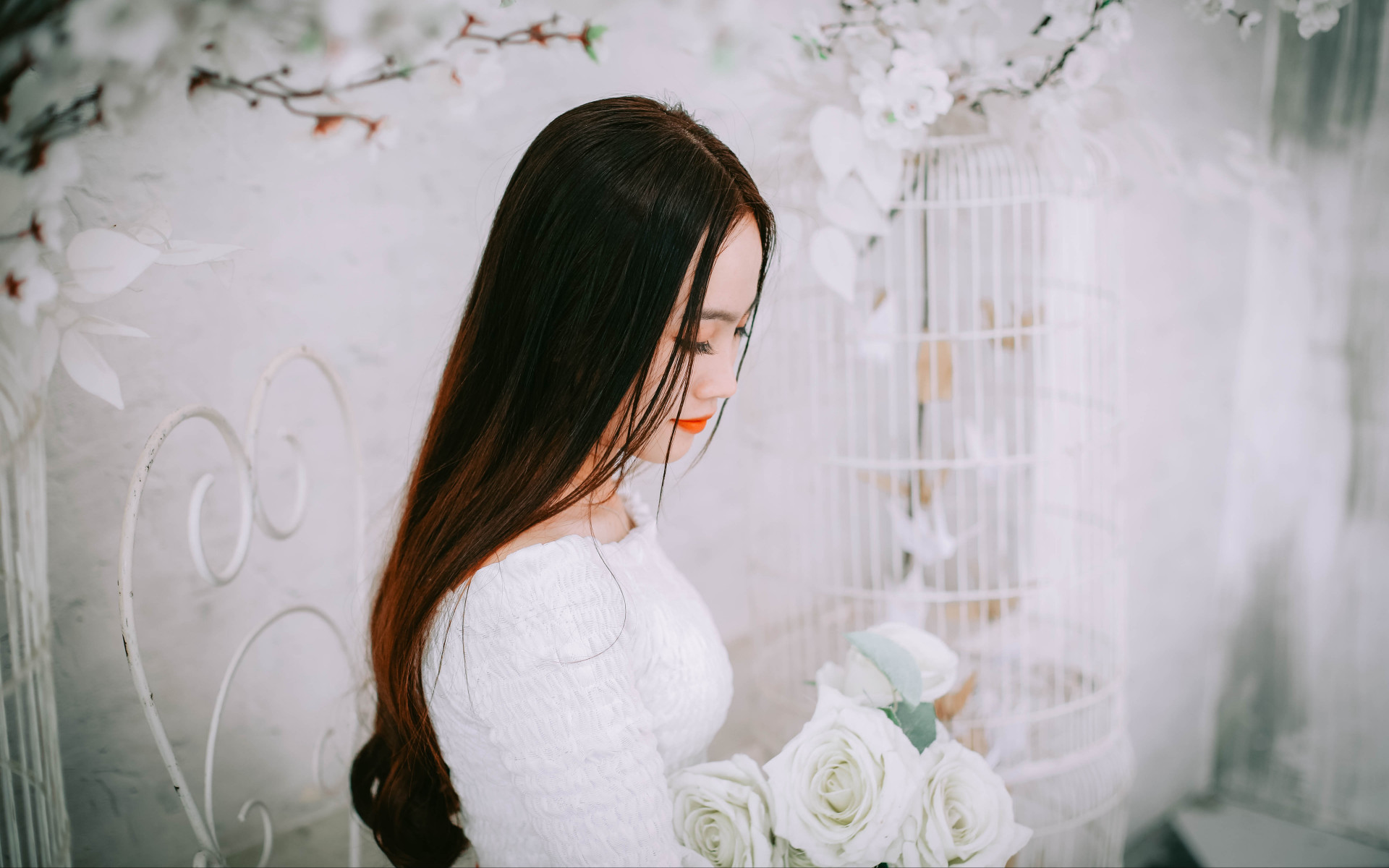 Woman Wearing Wedding Dress 