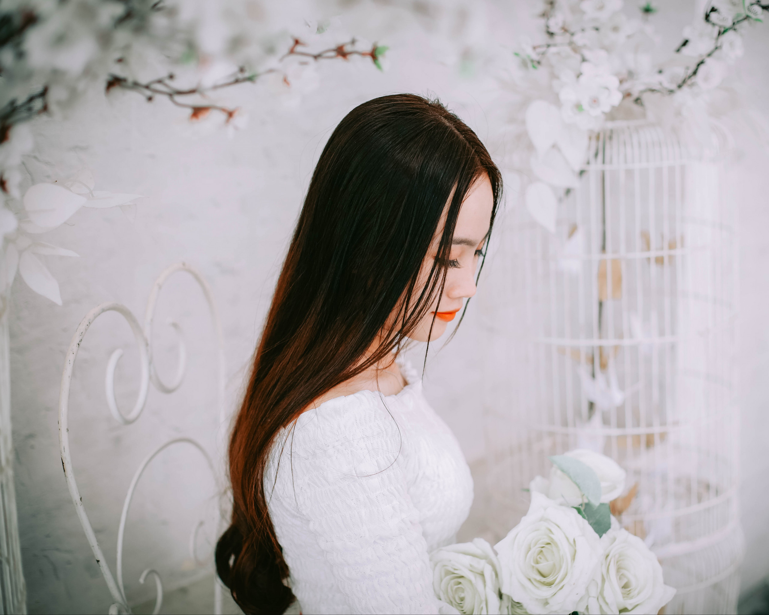 Woman Wearing Wedding Dress 