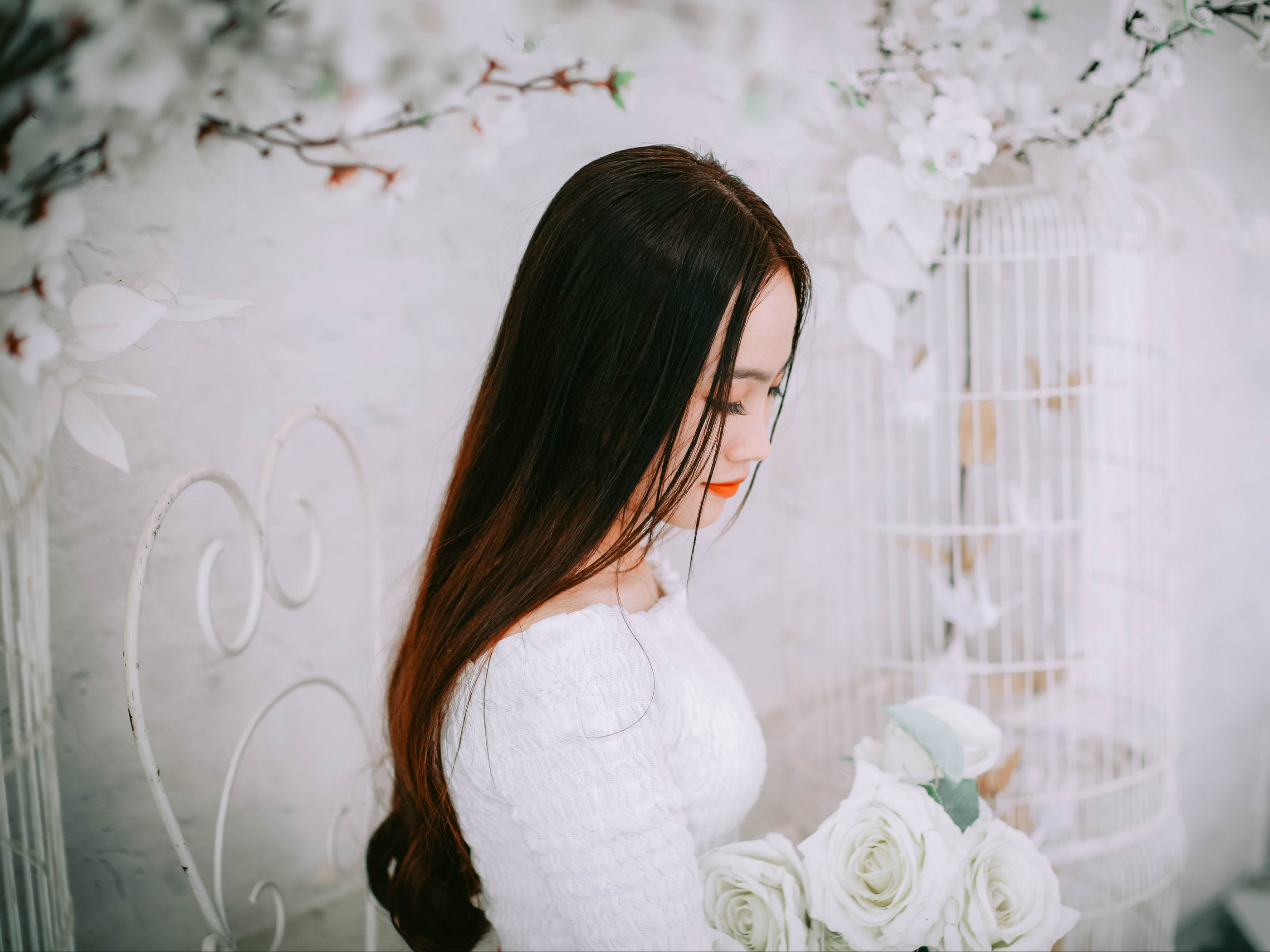 Woman Wearing Wedding Dress 
