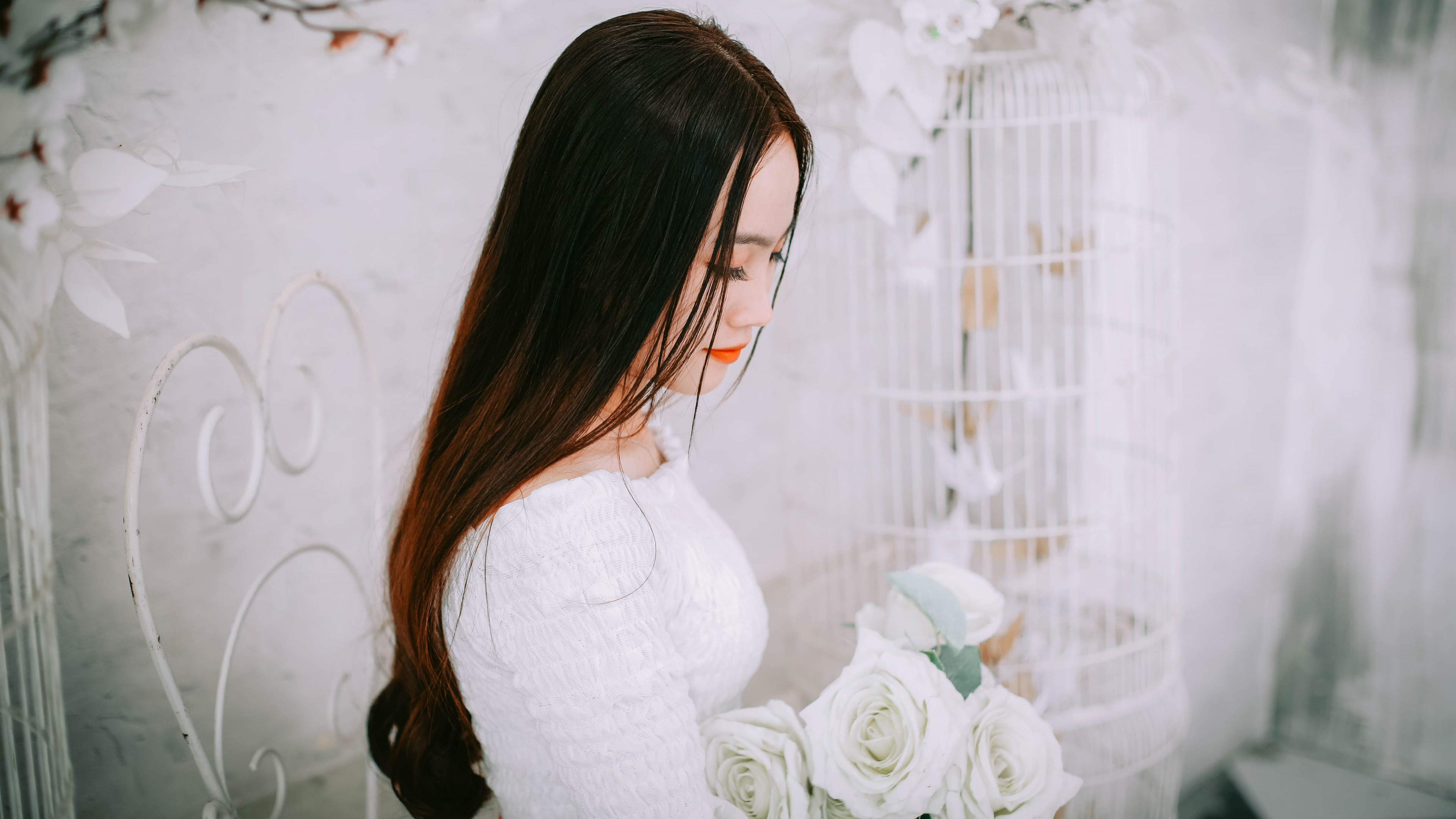 Woman Wearing Wedding Dress 